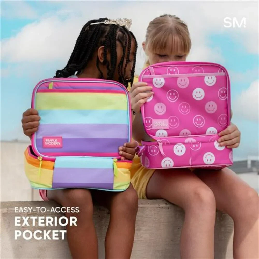 Kids Insulated Lunch Bag Reusable School Lunch Box with Pockets for Boys Girls